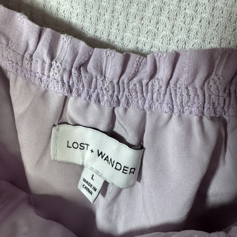 Lost + Wander Lavender Mini Dress Women’s Large Puff Sleeve Cottagecore Tiered - Picture 11 of 15